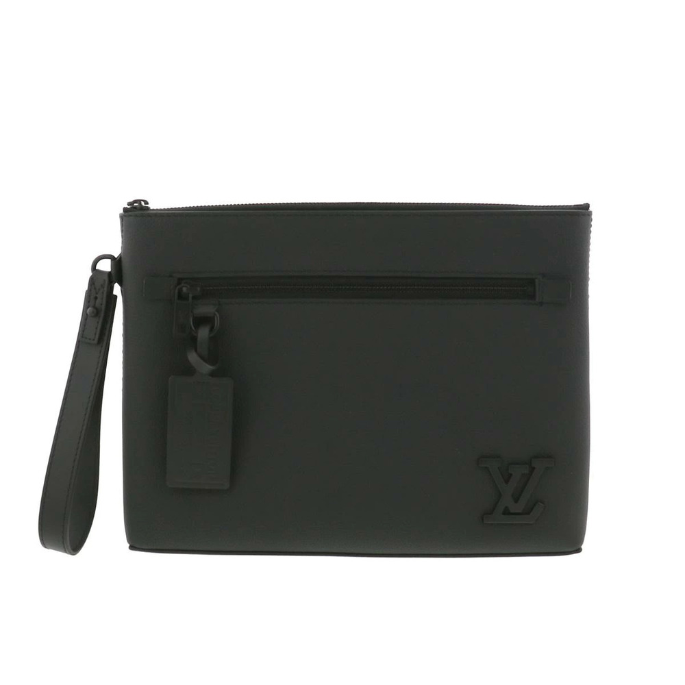 LOUIS VUITTON Pochette Pad Bag Shoulder Clutch Black Brown